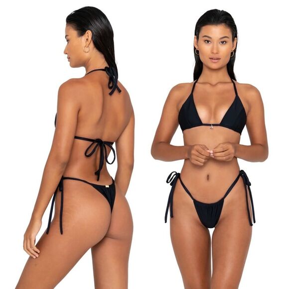 FAE Swim BIRDIE Tie Side Bikini Bottom - NERO - Minimal Coverage - Sustainable - Picture 1 of 11